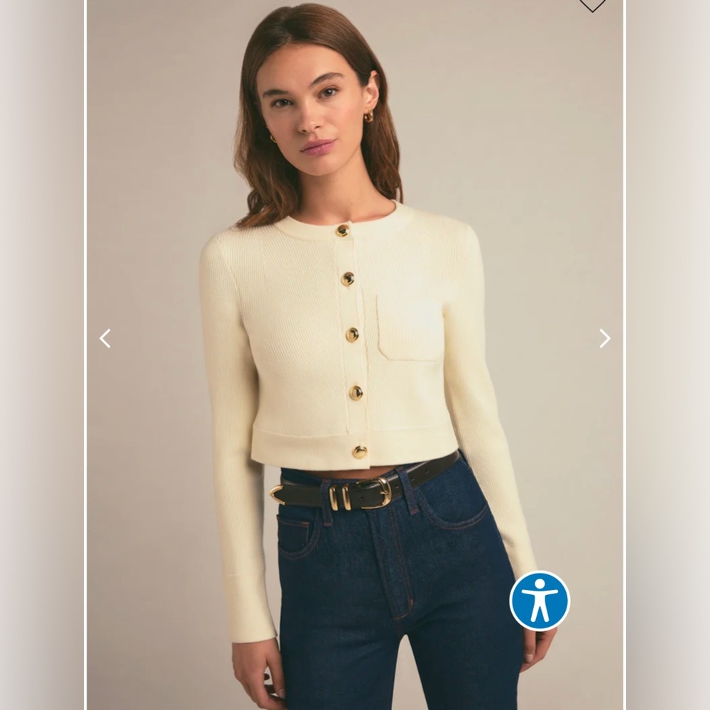 NWT Favorite Daughter The Quinn Cardigan in Cream Size Medium - Picture 6 of 12